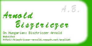 arnold bisztriczer business card